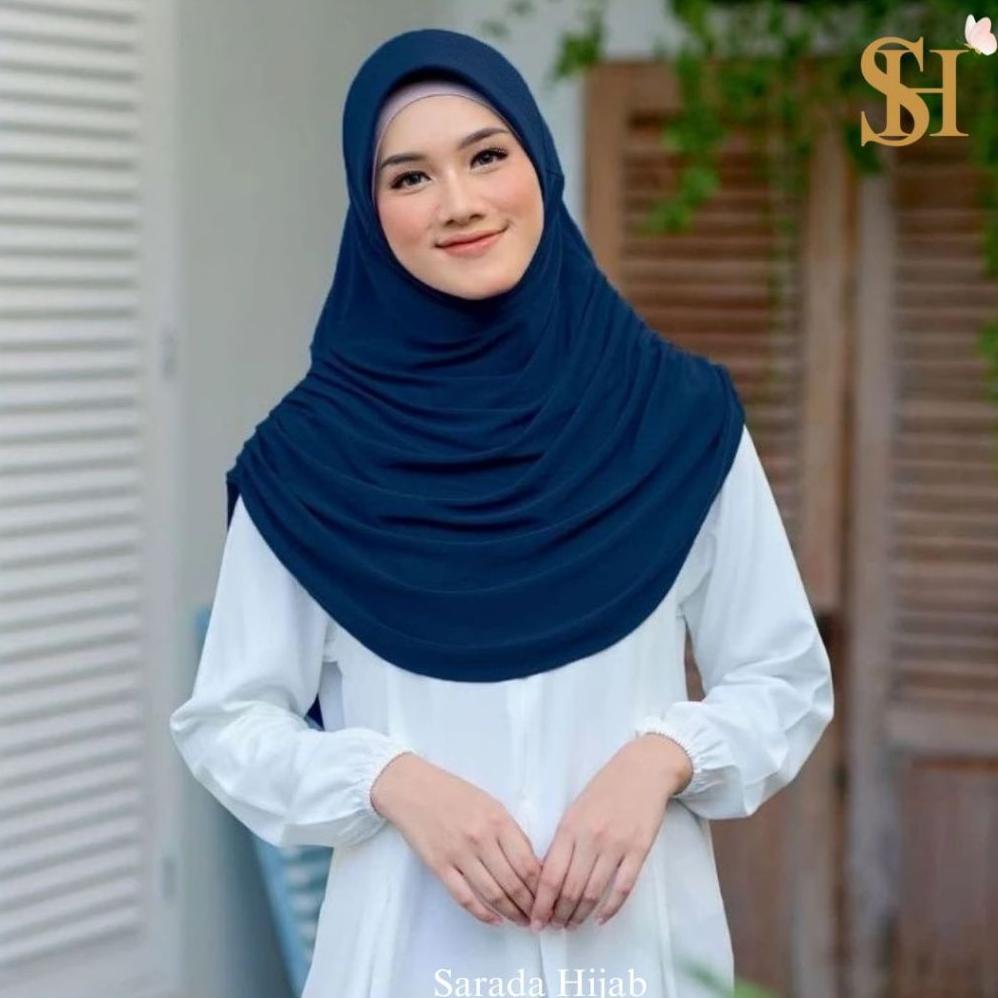 Hijab Instan Rumana Polos Kerudung Bergo Kerut Kiri dan Kanan