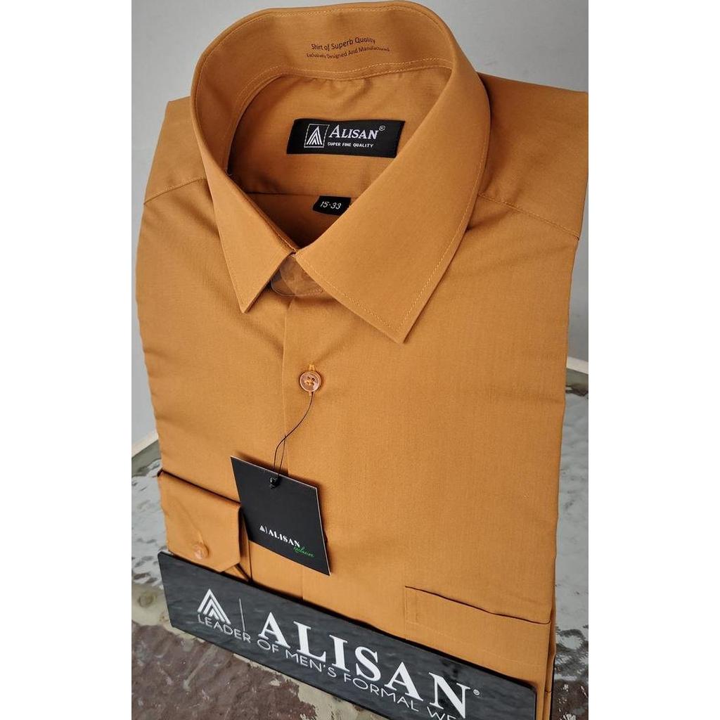 Alisan Kemeja Polos Lengan Panjang - Reguler - Coklat #7 / C-7