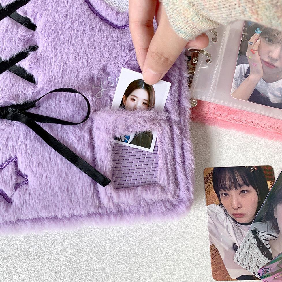 Album Kartu Velboa A5 dengan Pita Album Kecil untuk Penggemar Buku Penyimpanan Kartu Aktif Buku Kart