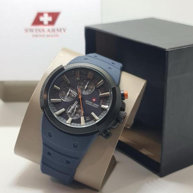 Jam tangan pria Swiss army chrono watches Karet