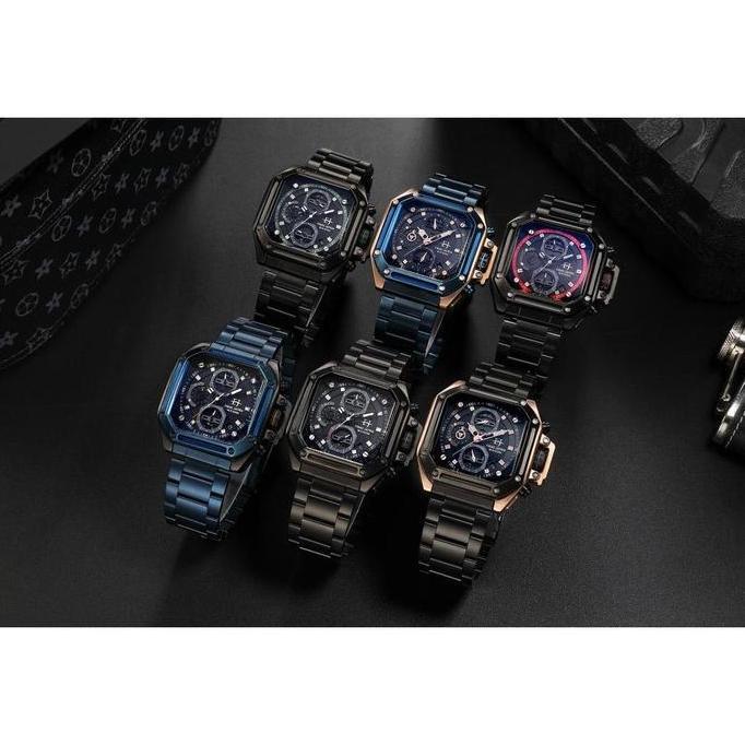 Buy 1 Get 1  Evans Jayden Jam Tangan Pria EJ 9558 Rantai Stainless Steel Chronograph Kaca Sapphire W
