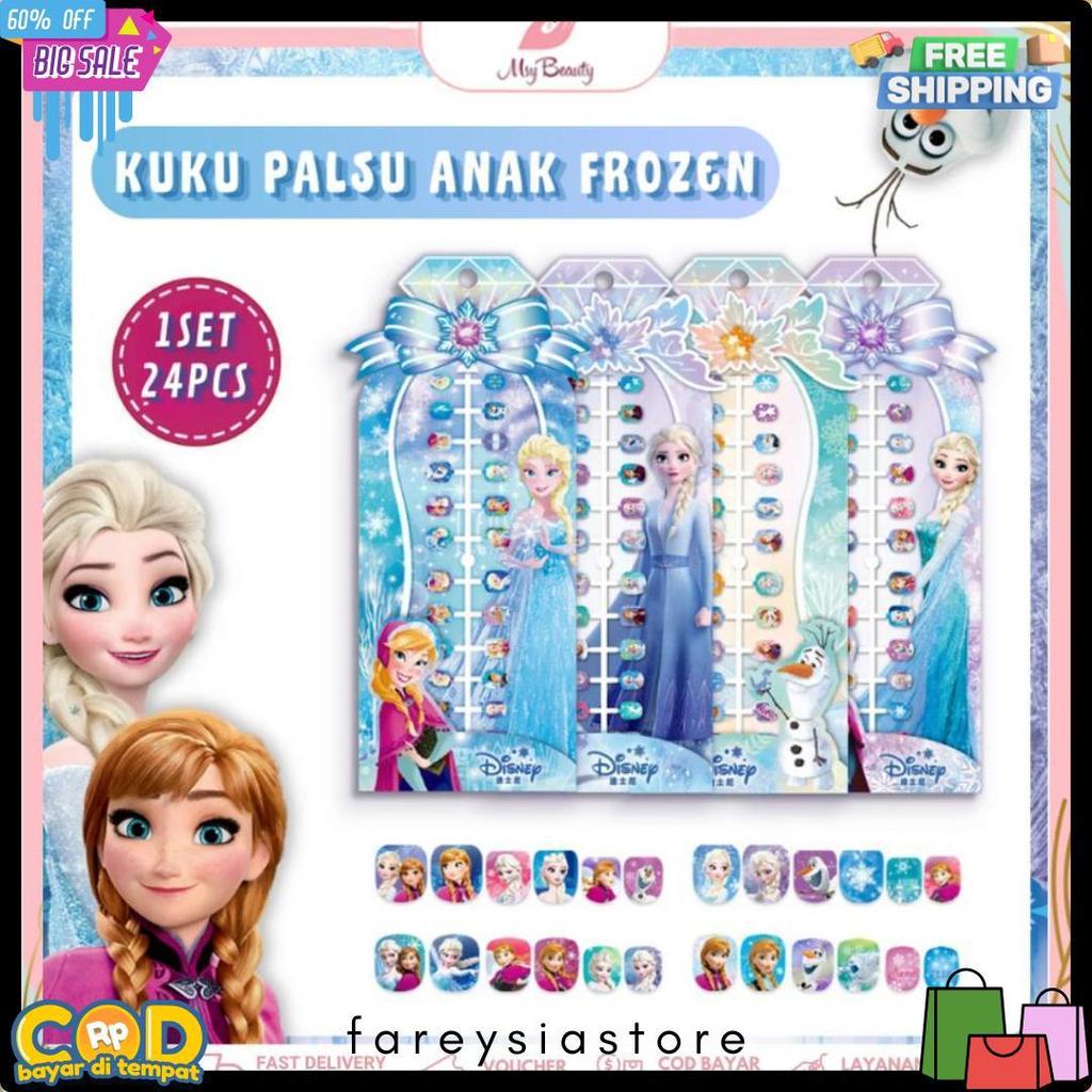 Lagi Diskon Nih Msy 24Pcs/12Pcs Kuku Mainan Anak Perempuan Free Lem/Disney Frozen Princess Mickey Mo