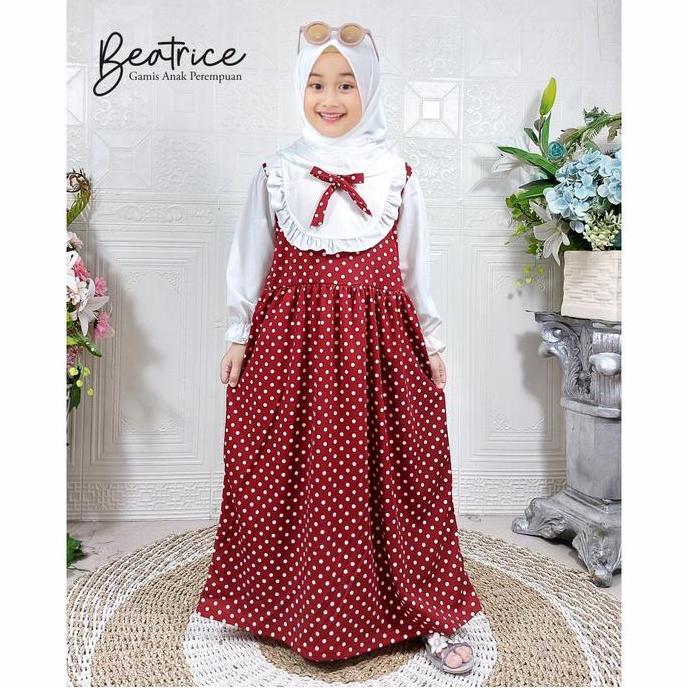 DR261>> CF Kids Gamis Anak Perempuan Beatrice Polkadot