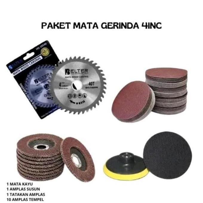 KAHONO Paket Mata Gerinda 4inch Mata Gerinda Pisau Potong Kayu-amplas susun-takakan amplas-amplas te