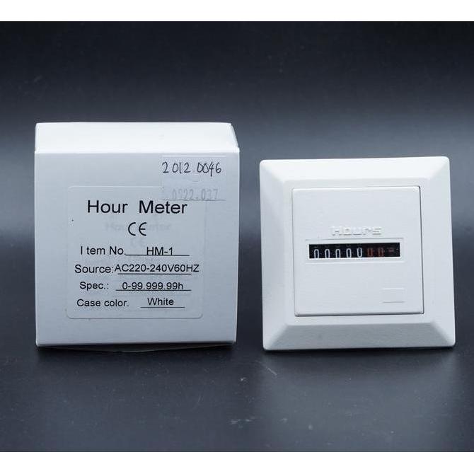 KAHONO- HourMeter White HM-1 AC 220V - 240V 60Hz Hour Meter Square Non Reset