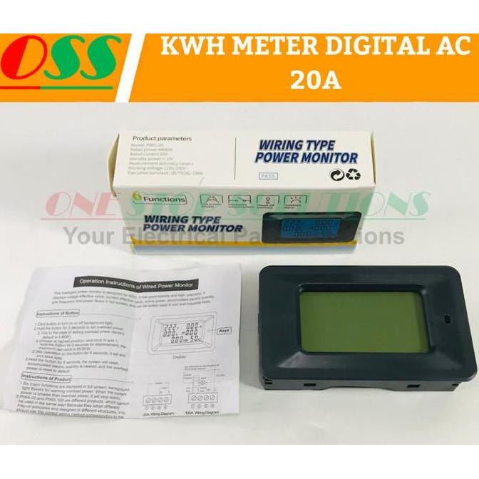 VEGAPUNK- KWH Meter Digital AC 20A Wattmeter Voltmeter Ammeter Energi LCD Combo