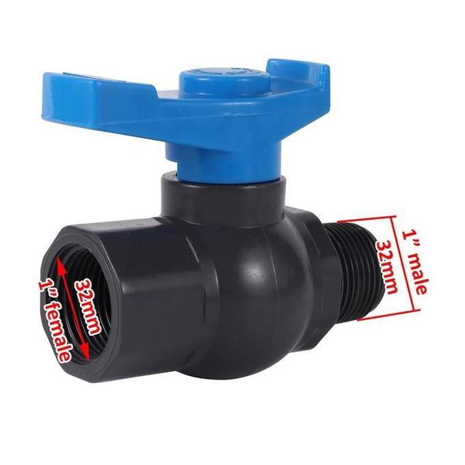 LIBARDIRT- Blue Keran Kran PVC SDL 1 inch Sok Drat Luar Ke SDD 1inch Sok Drat Dalam 1 Female to Male