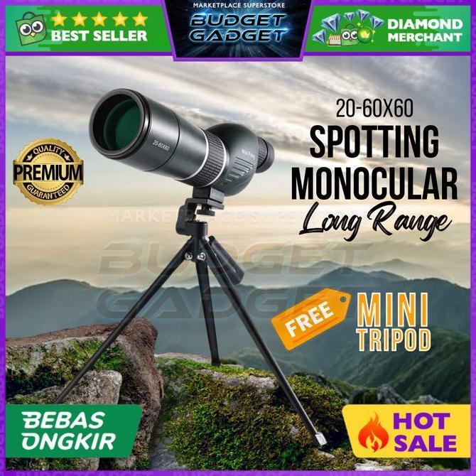 RORONOA Eyebre Teropong Teleskop Gomu Spotting Monocular Telescope + Tripod