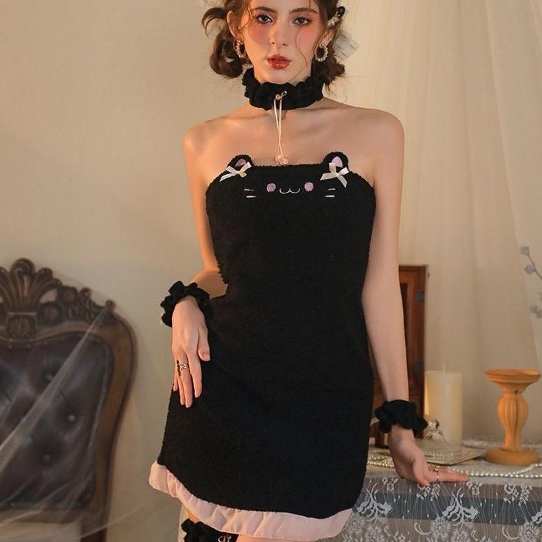 KEIKO - Dress Mini Wanita Kostum Kucing - Lingerie Dress Cosplay Kucing - Set Lingerie Dress Sexy Ko