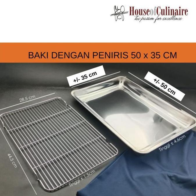Nampan Baki Stainless 50 x 35 cm Dengan Peniris  Cooling Tray Set