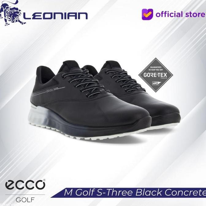 '' SEPATU GOLF ECCO M GOLF S-THREE BLACK/CONCRETE/BLACK - GOLF SHOES