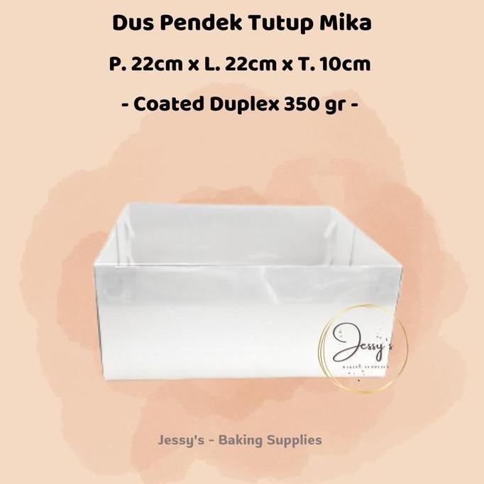 Dus Box Kotak Kue Cake Tinggi Mika 22 x 22 x 10 (Putih Polos)