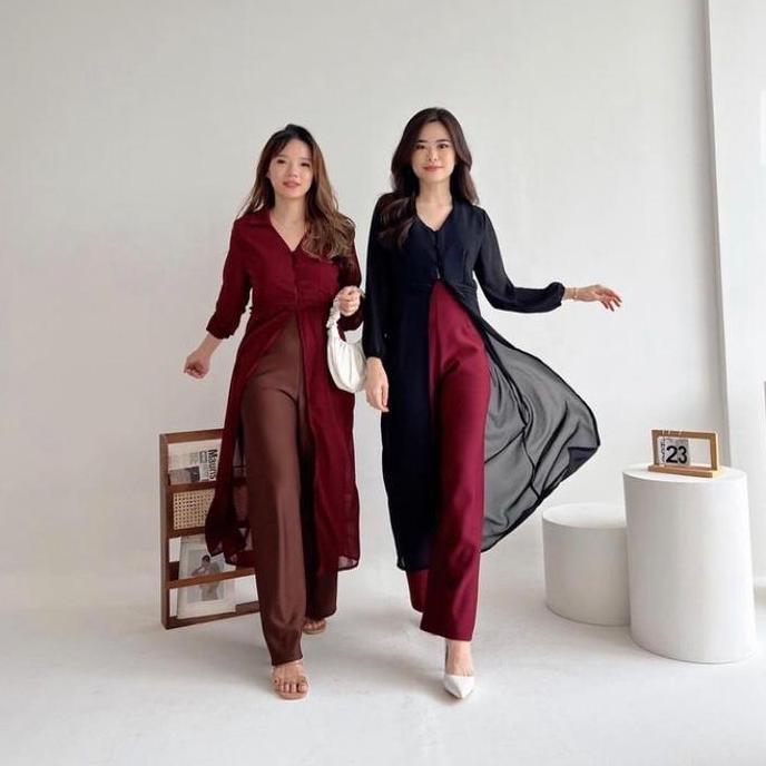 Promo HERFit SLIT ISABELLA BIG SIZE Casual Kancing Ceruty  Wanita  Mini  Pesta  Dress  Scuba  Midi C