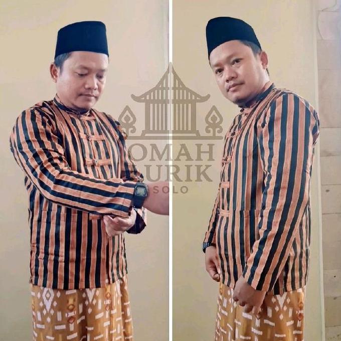 Koko shanghai  Pria Lurik/ Koko Dewasa motif Lurik/ Baju  Muslim lurik dewasa/ Koko shanghai motif G