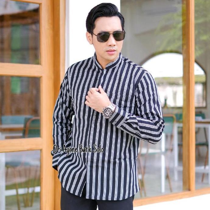 Baju Lurik Exclusive Lengan Panjang Terbaru 2023 Kemeja Lurik Pria Lengan Panjang Mewah Lurik Pria K