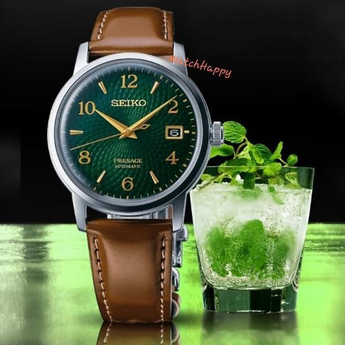 Seiko Presage SRPE45J1 Cocktail Mojito Green Dial Brown Leather SRPE45