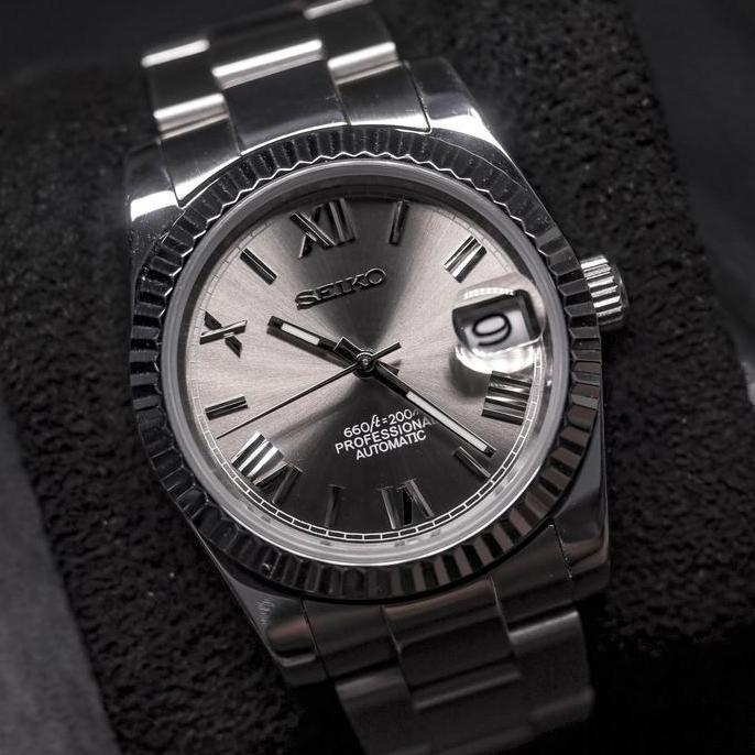 Seiko Datejust Roman Grey NH35 Automatic Mod