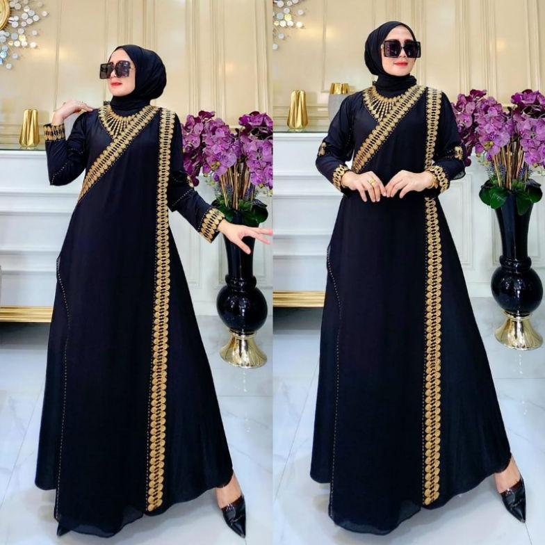 GAMIS ABAYA TURKEY MODEL SARI INDIA THANIA HITAM DAN WARNA