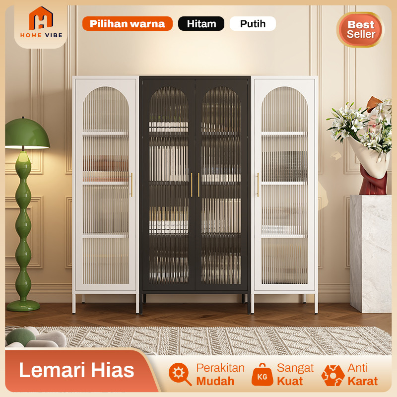 Lemari Display Tas Kaca Full Besi Lemari Hias Pajangan Ruang Tamu Lemari Buku Modern Minimalis