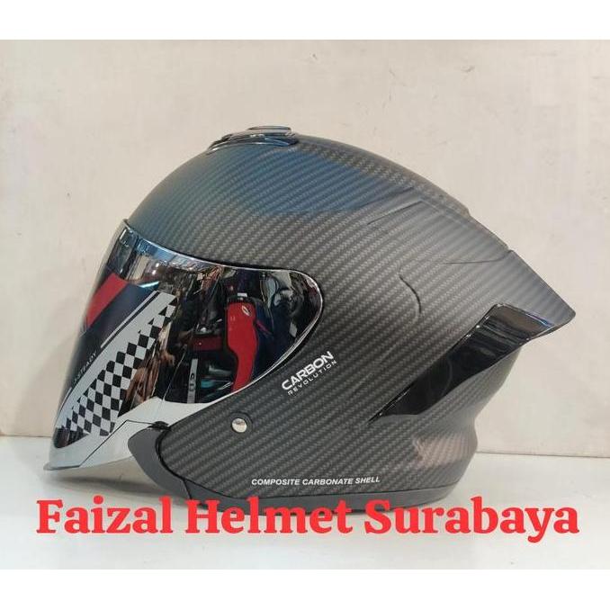 HELM JS ARMOR MOTIF CARBON BLACK DOFF VISOR IRIDIUM SILVER Motorcycle