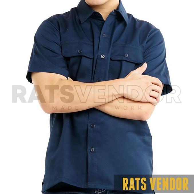 Ratsvendor Kemeja Dinas / Harian / Kerja / Pdh Lapangan Lengan Pendek Warna Biru Navy