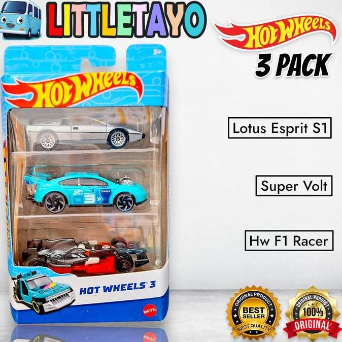 Hot Wheels Gift Pack 3 Pcs HW F1 Racer Lotus Esprit Super Volt Diecast Mobil Balap Original Mattel