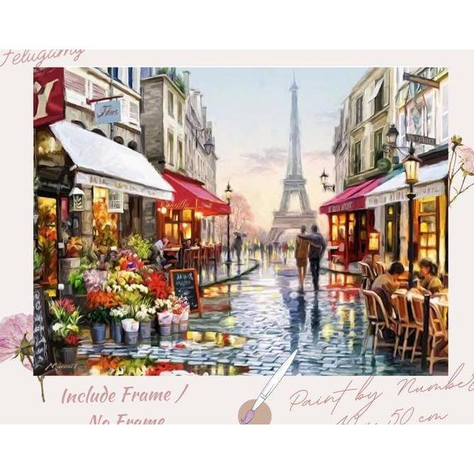 Promo Paint By Number Lukisan Minyak Pemandangan Menara Eifeel Tanpa Bingkai COD
