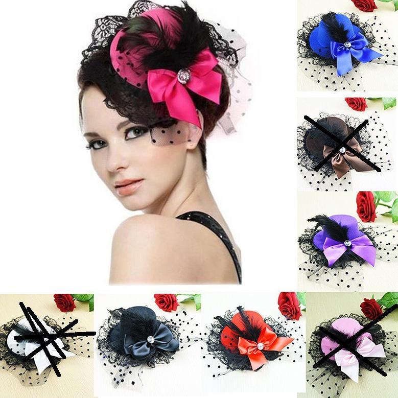 Ready oke] MINI TOP HAT AKSESORIS RAMBUT TOPI PITA  BULU KECIL