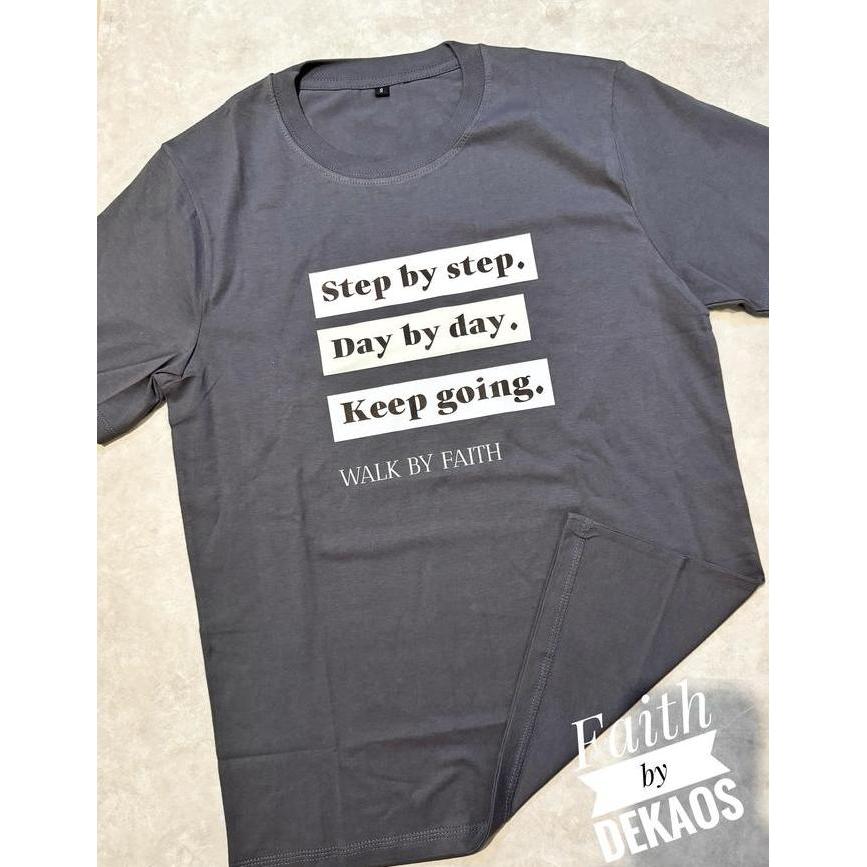 DF30 }} kaos rohani kristen katolik pria wanita anak terbaru baju katun rohani walk by faith 2948