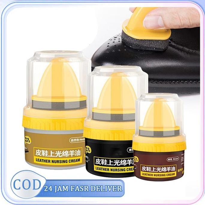 DT65 >> Semir Sepatu Kulit Semir Sepatu Kulit Coklat Muda Semir Sepatu Kulit Coklat Dengan Kuas