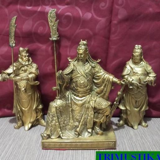 Patung Kwan Kong / Kwan Kung (1 set) kuningan