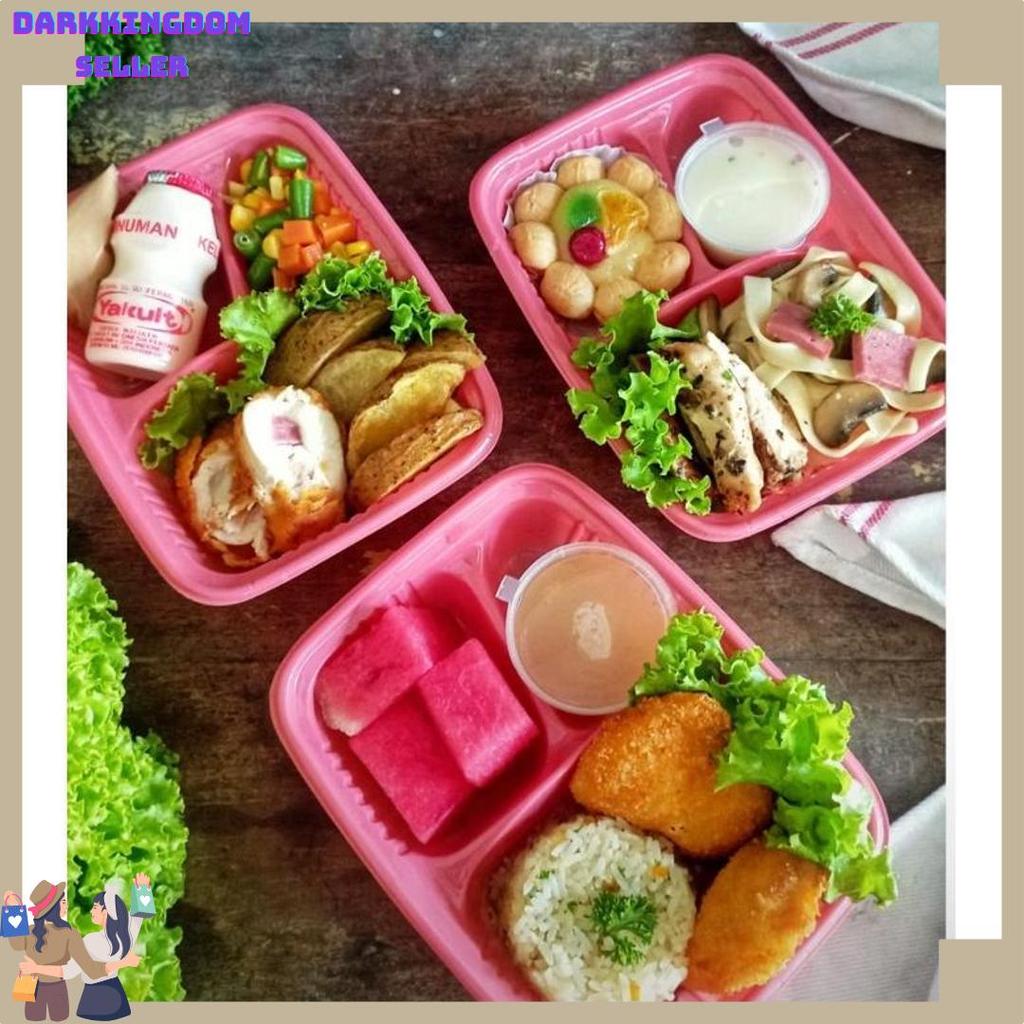 New produk [ISI 50 PC] MIKA BENTO MINI SEKAT 3 / MIKA BENTO MINI SIZE S DENGAN TUTUP / MIKA BENTO MI
