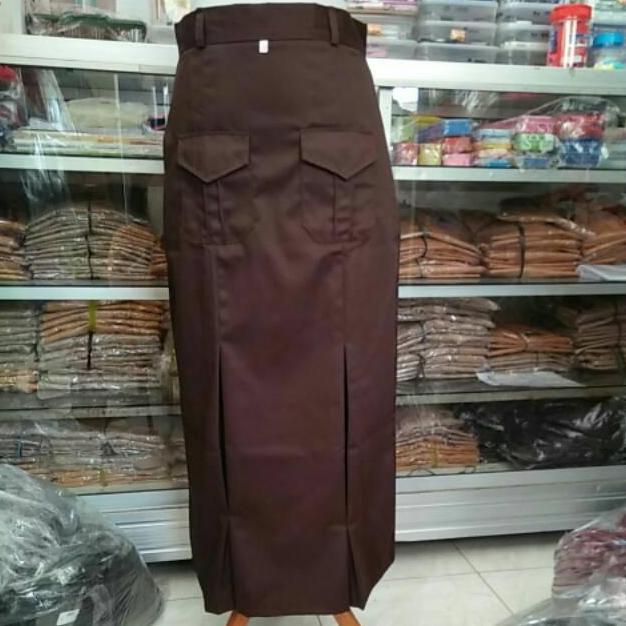 Rok span Pramuka SMP belah 2 kantong depan ROK SPAN COKLAT ROK PRAMUKA