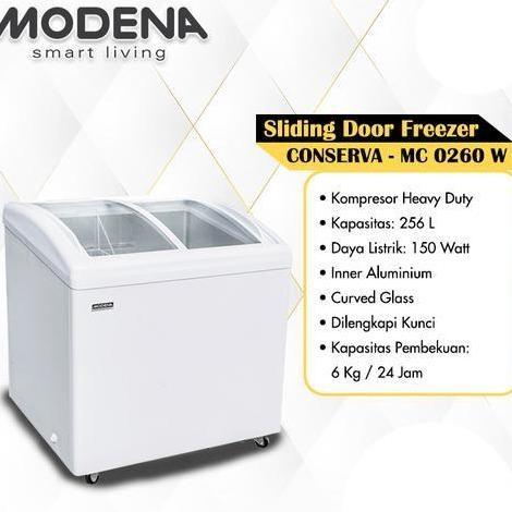 NEW MODENA MC0260W Chest Freezer Curved Glass 2 doors duo power cooling conserva MC 0260 W