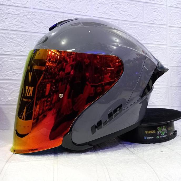 HELM NJS KAIROZ SOLID STONE GREY PAKET GANTENG