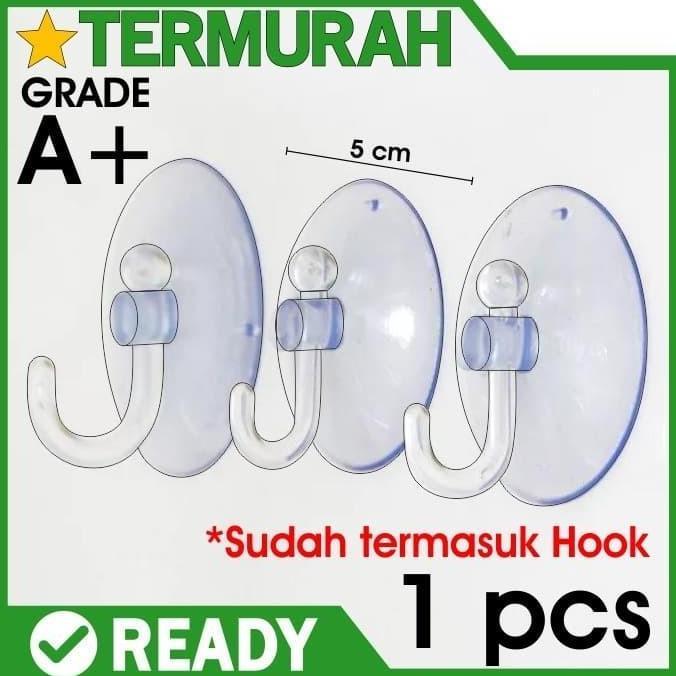 COD Kop Kaca cop Tempelan Karet Bening hook Cantelan Alat Kaitan 50mm 5cm