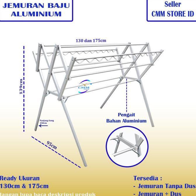 COD Jemuran Baju Aluminium dan Stainless / Jemuran Baju Lipat Palang 9 Anti karat