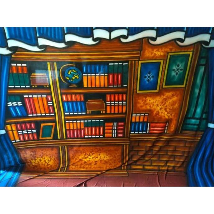 Background Foto wisuda / rak buku ukuran 2,5x3M Backdrop Wisuda
