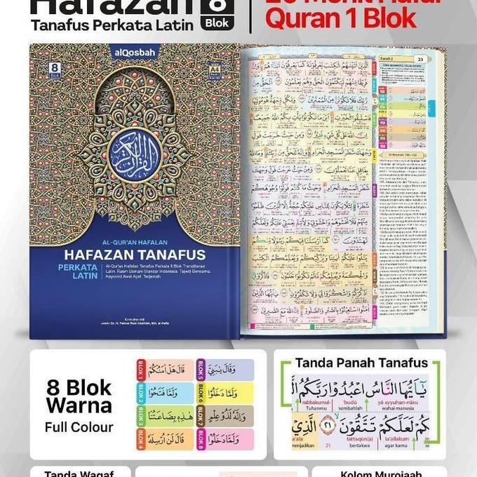 Al Quran Hafazan 8 Blok Perkata Latin A4 Besar