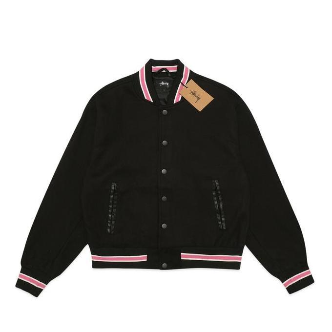 Promo Stussy S Talk Melton Varsity Jacket COD