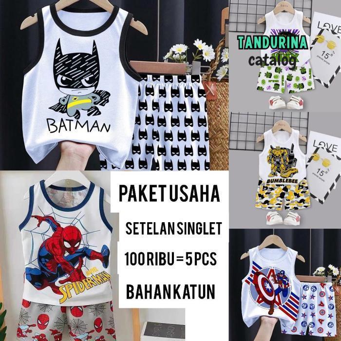 sr-32 Viral Paket Usaha Baju Setelan Singlet Anak Cowok Dan Cewek 100 Ribu Dapat 5 Set Viral Hemat