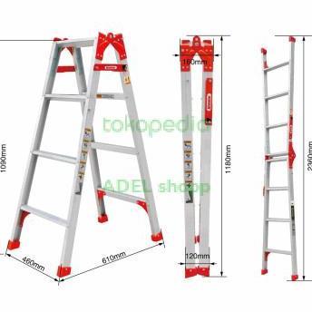 KRISBOW 2.4M tangga lipat multi aluminium 4 step MUS