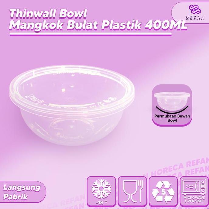 Mangkok Plastik 400 ml / Tempat Makan Nasi Cup Puding Thinwall