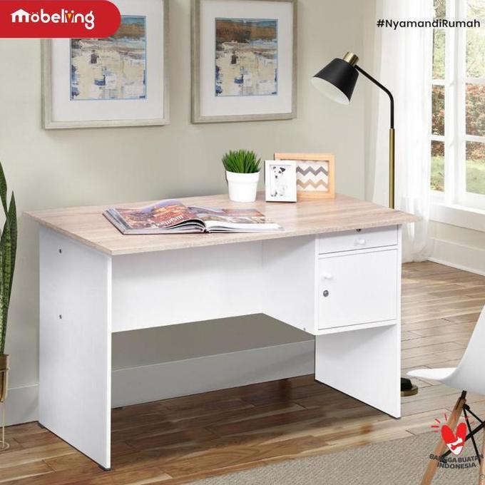 Meja Belajar Putih Sonoma Minimalis