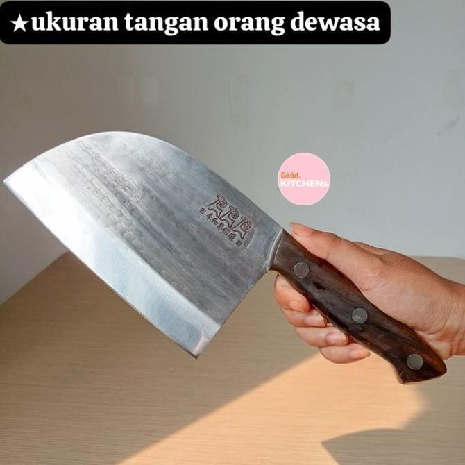 G053 PISAU DAPUR PISAU GOLOK DUAN DA GOLOK DAGING GOLOK TULANG SUPER TAJAM TEBAL 5MM (GAGANG KAYU SO