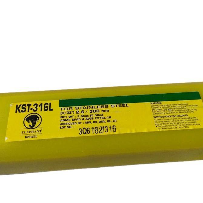 Promo Kiswel Kst-316L Kawat Las Stainless Electrode 2.6 Mm (2.5 Kg/Pack)  E316L-16 D2.6 Cod