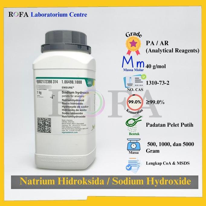 BEBAS ONGKIR - Natrium Hidroksida / Sodium Hidroksida / NaOH Pro Analisis 500 - 5000 Gram