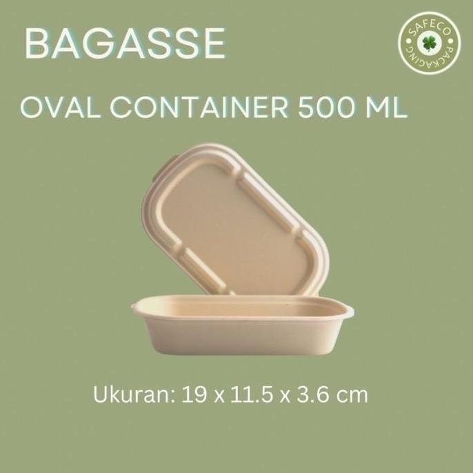 Bagasse Lunch Box Oval 500 ML Eco Food Box Kotak Makan Eco Friendly