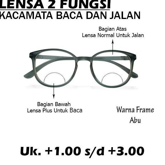 Kacamata Double Lensa Fungsi Normal Plus +1.00 S/D+3.00 Bifocal Unisex