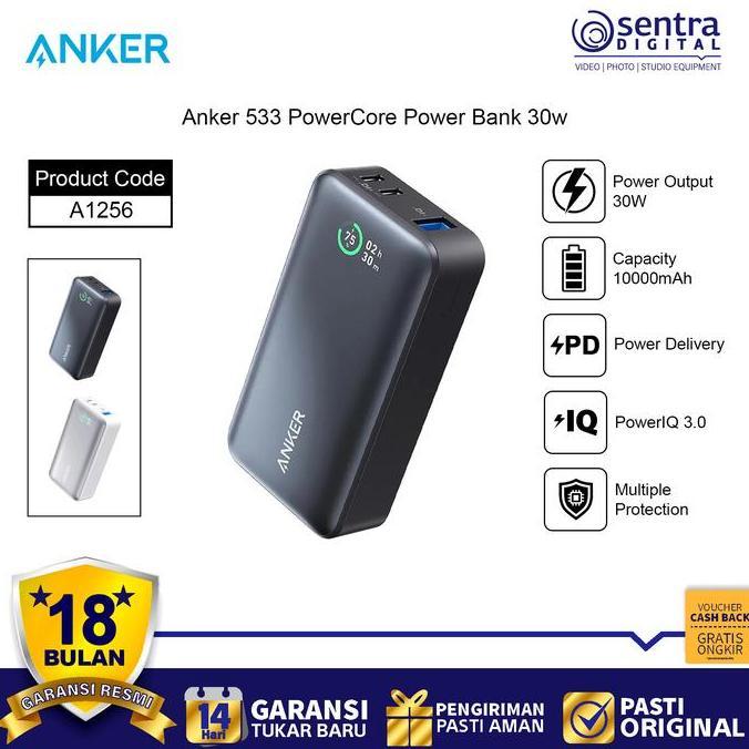 Anker 533 PowerCore 30W PD Power Bank 10000mAh A1256